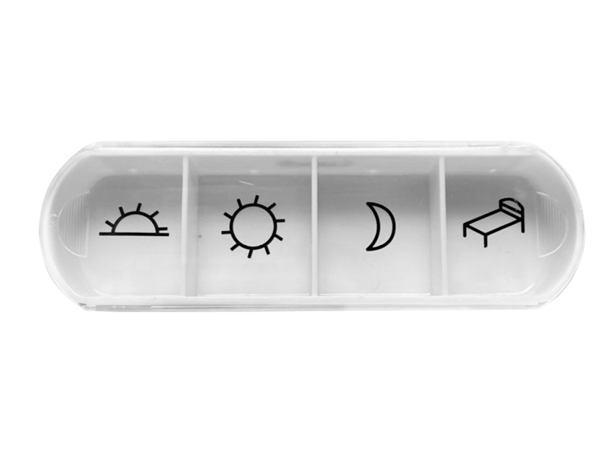 cutie pastile zilnice alb/transparent husa