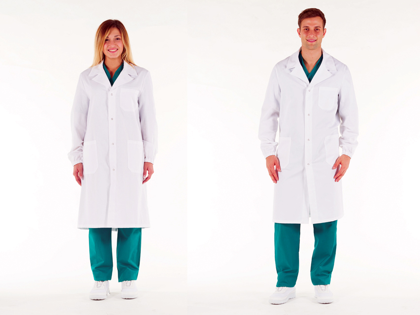 halat alb bumbac unisex butoane presate marimea 40