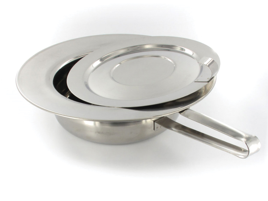 tava pat rotunda cu capac otel inoxidabil 320x85 mm maner drept