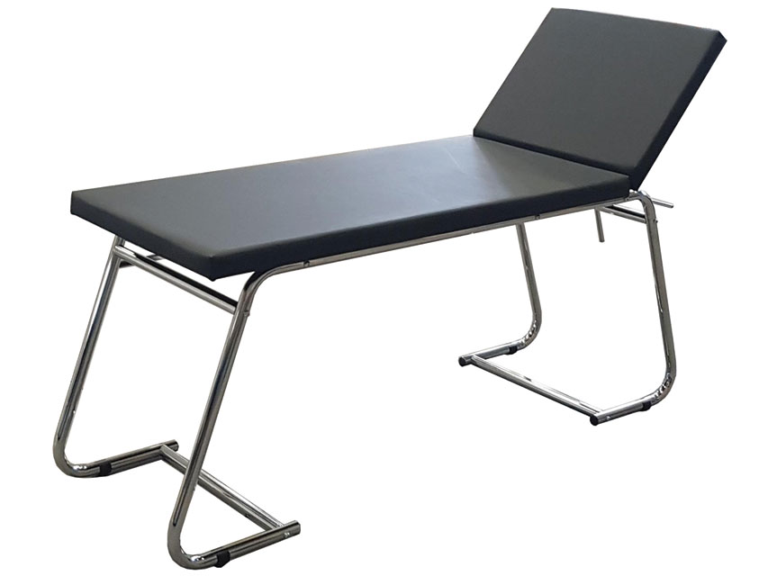 canapea de examinare cromata, saltea neagra