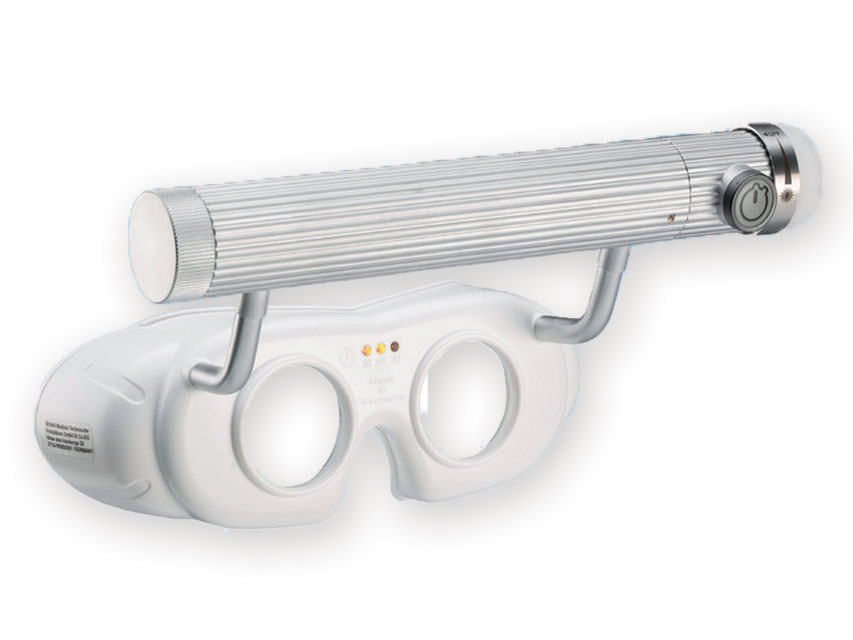 ochelari pentru nistagmus actionati cu baterie led dr. frenzel albi