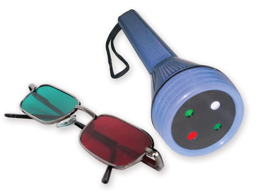 test lumina led worth cu ochelari rosii/verzi