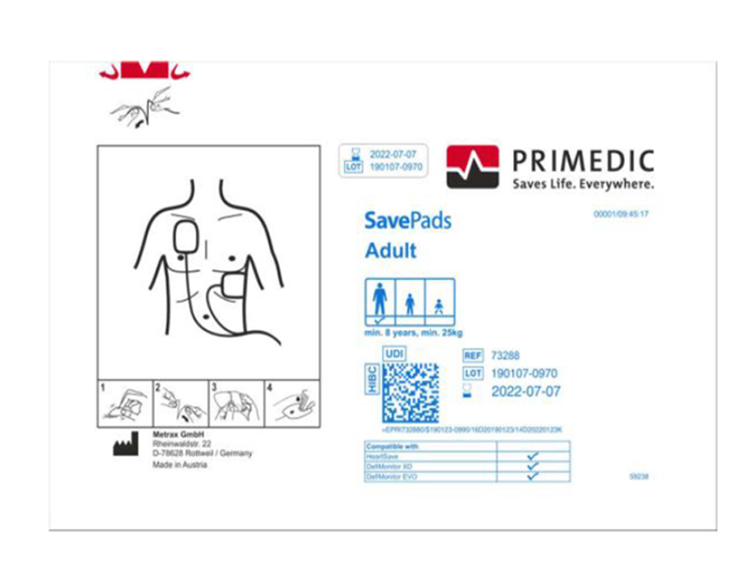 set primedic save pad >8 ani pentru 33384/5 si aed pana la s.n. 738xxxxxxx