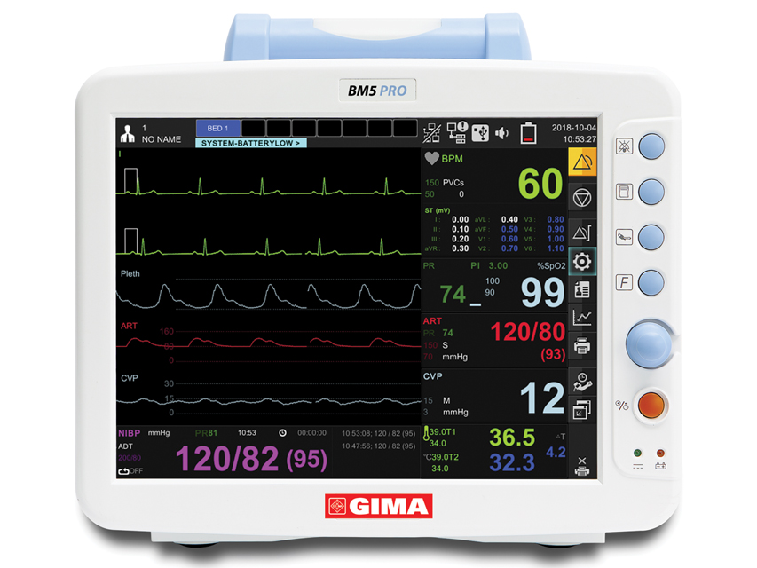 monitor multiparametrii gima bm5 pro cu ecran tactil ecg 7 canale