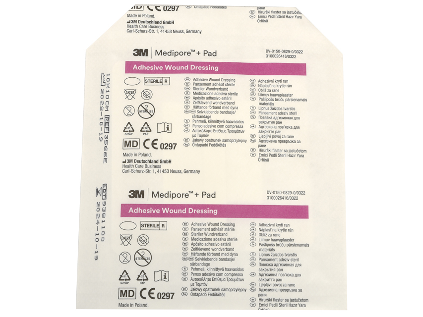 banda adeziva din panza moale, fara latex, hipoalergenica medipore 3m + pad 10x10 cm