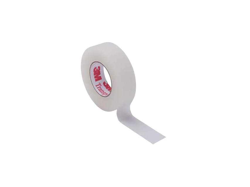 banda adeziva din plastic fara latex, hipoalergenica, transparenta si perforata transpore 3m h 12.5 mm x 9.14 m
