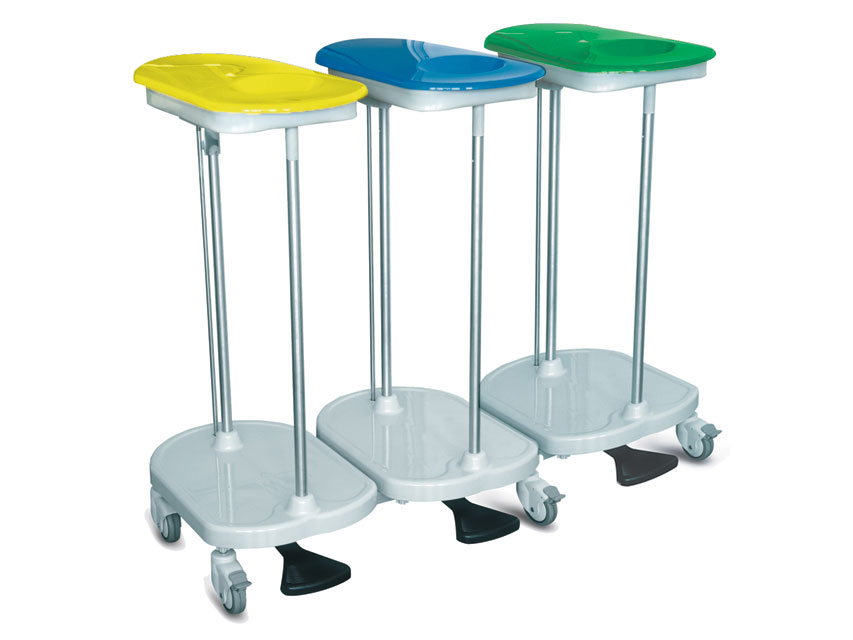 port sac carucior actionat cu piciorul pentru 3 saci
