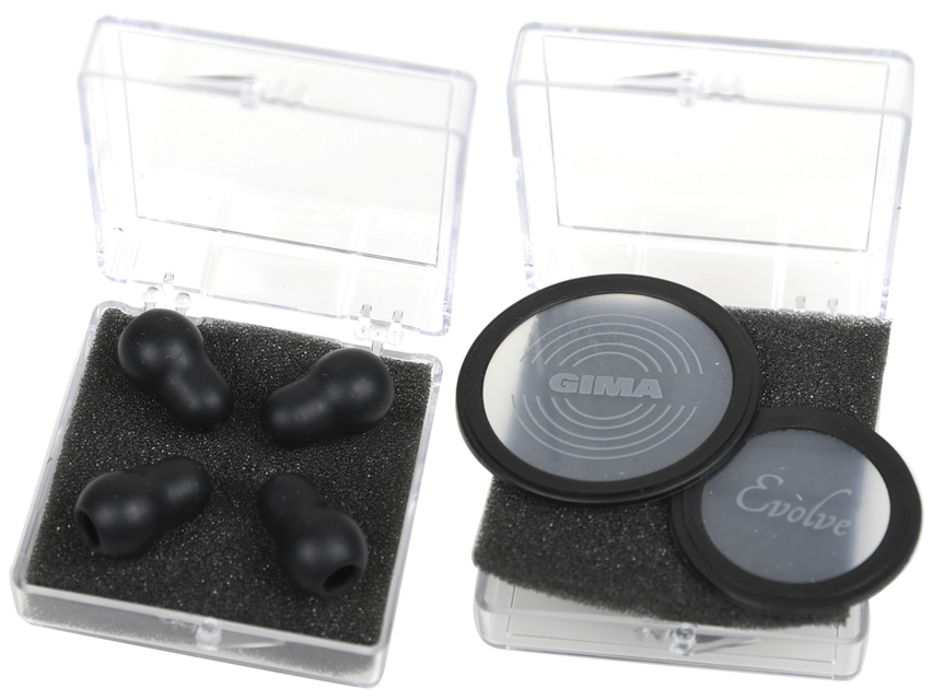 kit gima evolve: 2 diafragme flotante + 2 perechi de dopuri de urechi negru de rezerva